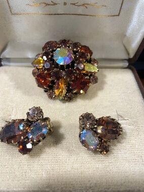 Vintage Austrian Brooch and Earring Set